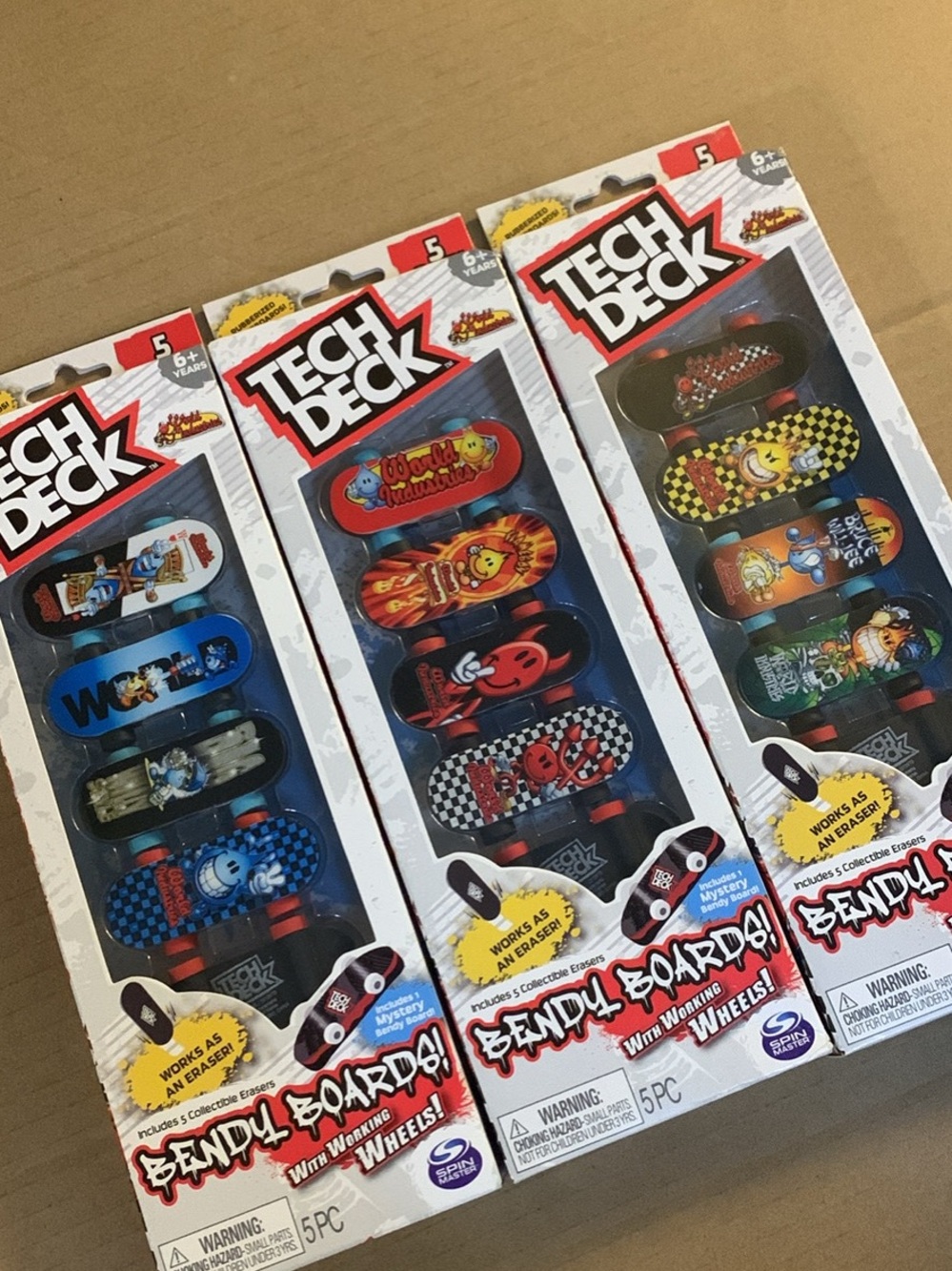 Tech Deck Bendy Boards World Industries Eraser 5-Pack (Set of 3)